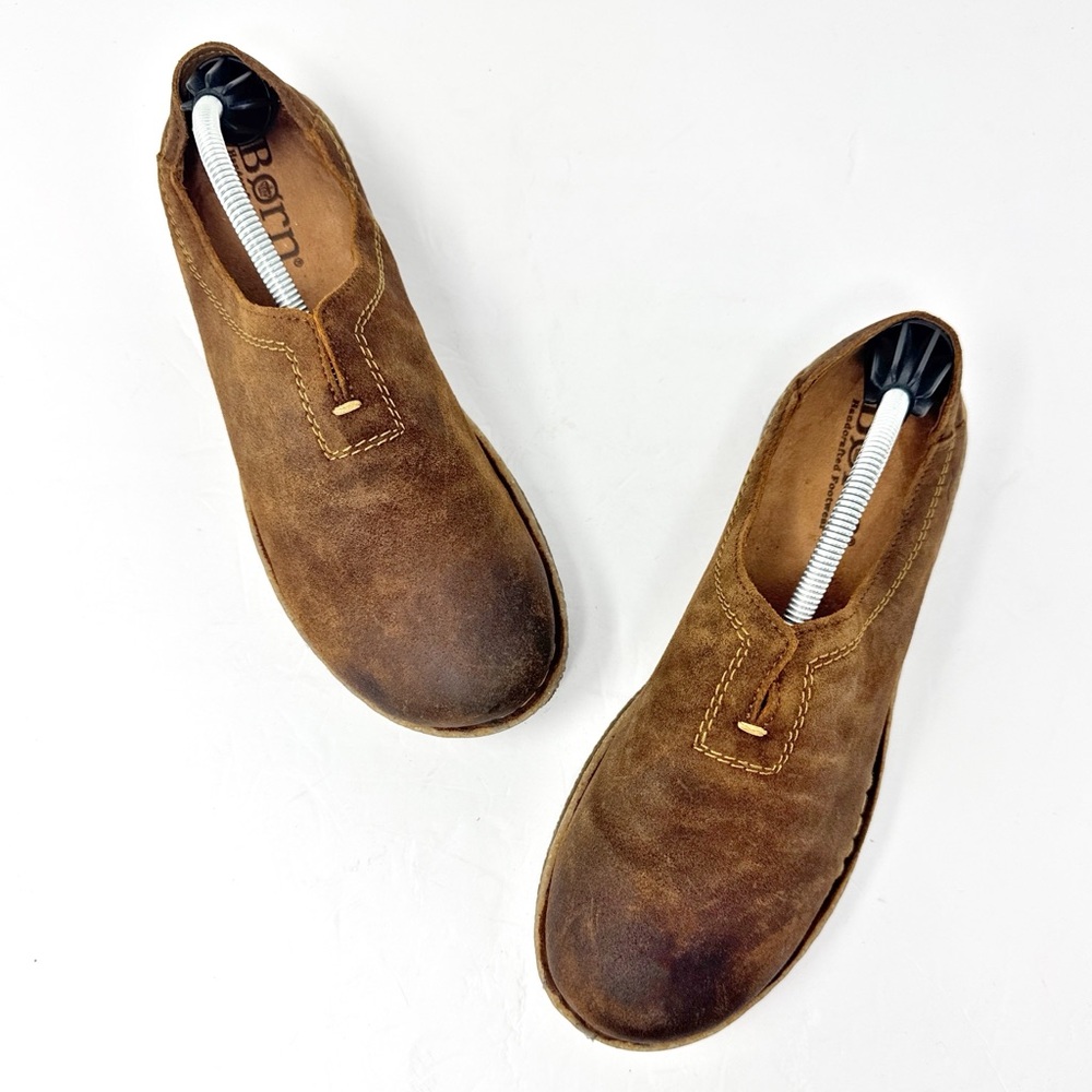 Born Seanna Distressed Suede Leather Slip On Clogs Brown Size 8.5 - Picture 2 of 12